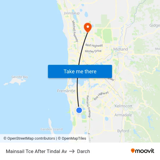 Mainsail Tce After Tindal Av to Darch map