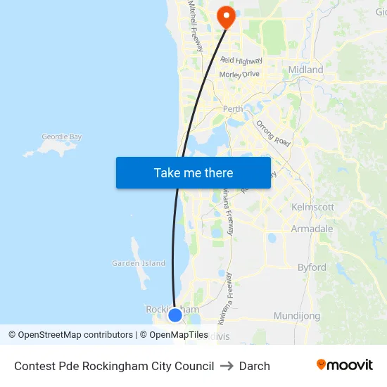 Contest Pde Rockingham City Council to Darch map