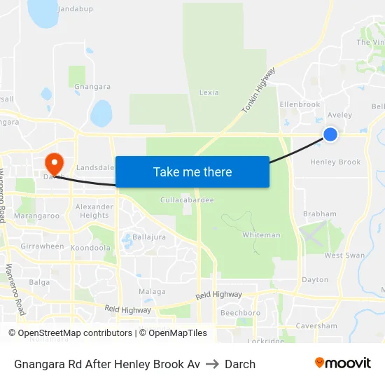 Gnangara Rd After Henley Brook Av to Darch map