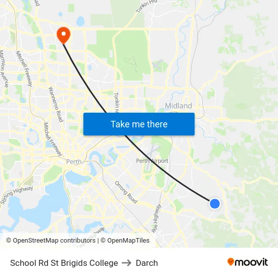School Rd St Brigids College to Darch map