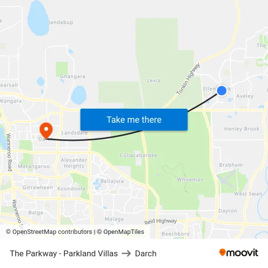 The Parkway   - Parkland Villas to Darch map