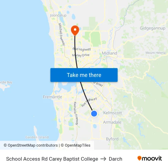 School Access Rd Carey Baptist College to Darch map