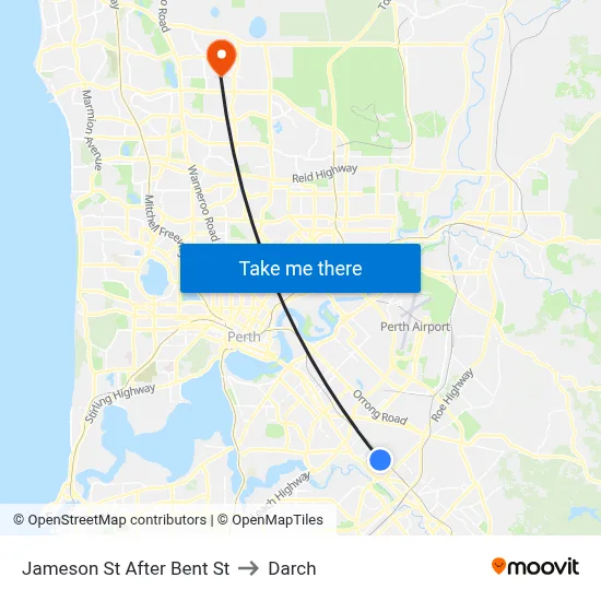Jameson St After Bent St to Darch map