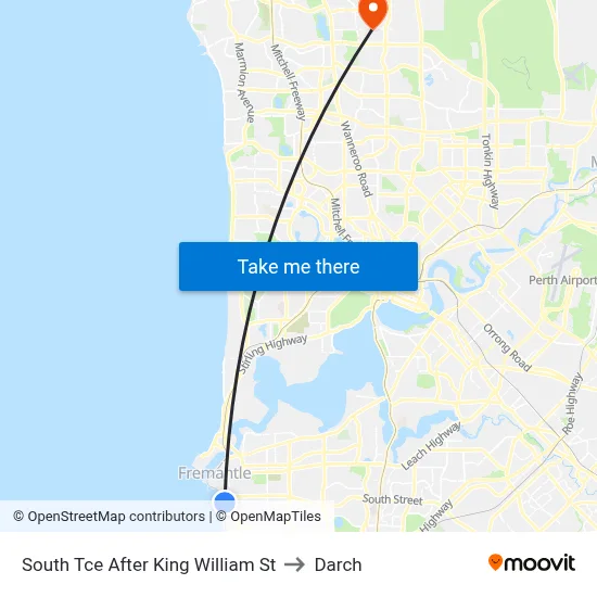 South Tce After King William St to Darch map