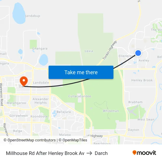 Millhouse Rd After Henley Brook Av to Darch map