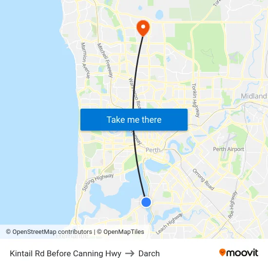 Kintail Rd Before Canning Hwy to Darch map