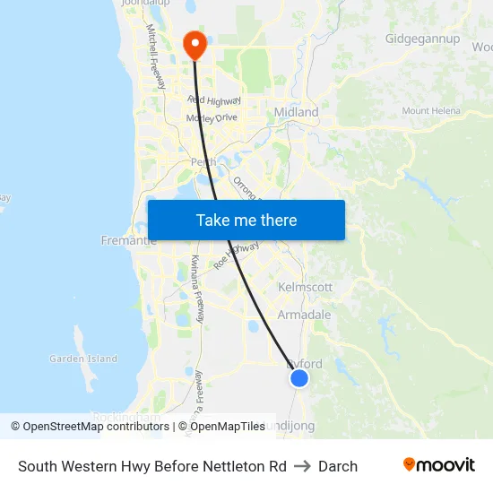 South Western Hwy Before Nettleton Rd to Darch map