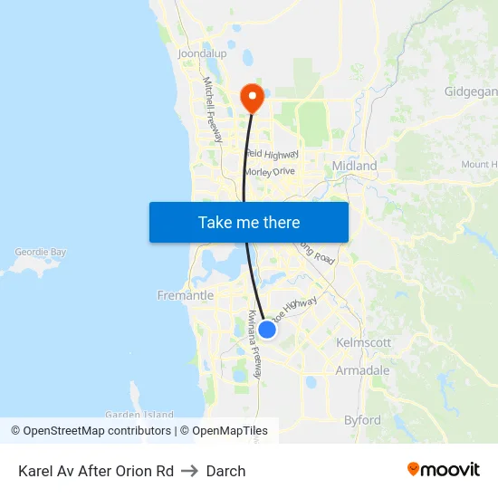 Karel Av After Orion Rd to Darch map