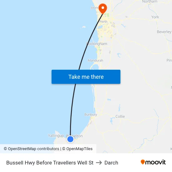 Bussell Hwy Before Travellers Well St to Darch map