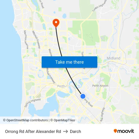 Orrong Rd After Alexander Rd to Darch map