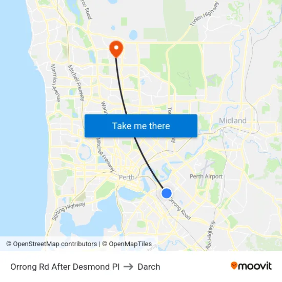 Orrong Rd After Desmond Pl to Darch map