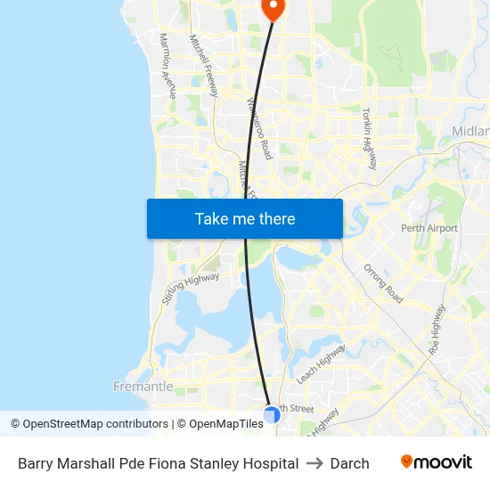 Barry Marshall Pde Fiona Stanley Hospital to Darch map