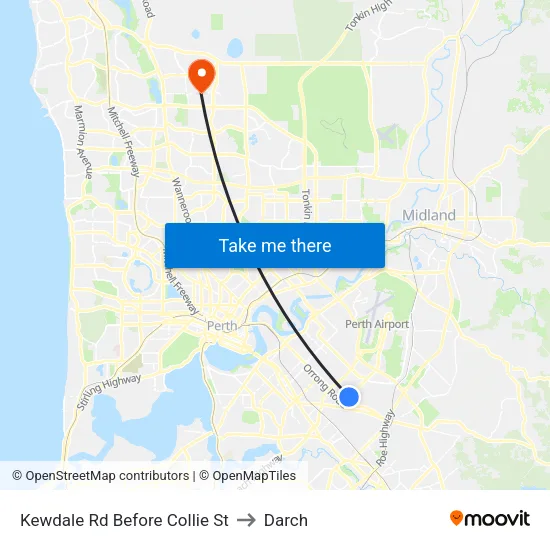 Kewdale Rd Before Collie St to Darch map