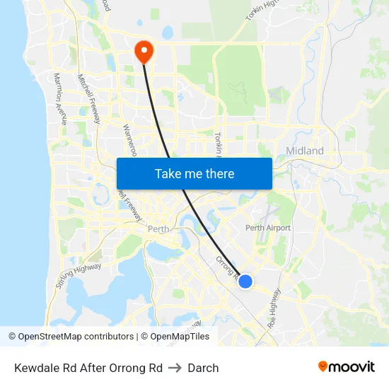 Kewdale Rd After Orrong Rd to Darch map