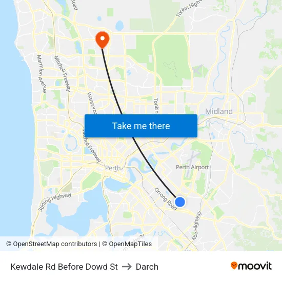 Kewdale Rd Before Dowd St to Darch map