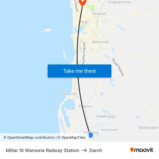 Millar St Waroona Railway Station to Darch map