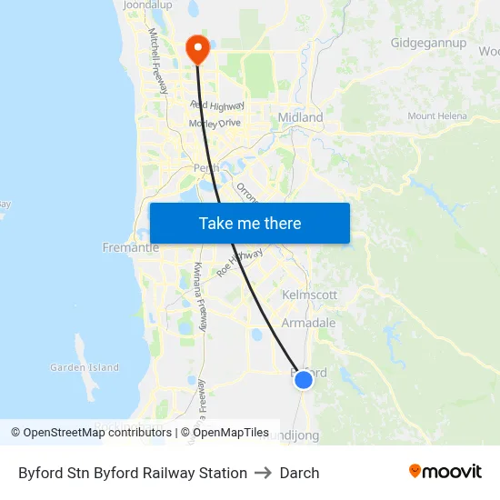 Byford Stn Byford Railway Station to Darch map