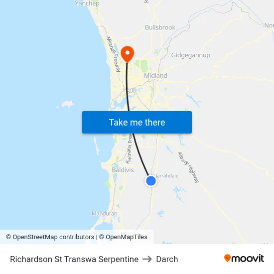 Richardson St Transwa Serpentine to Darch map