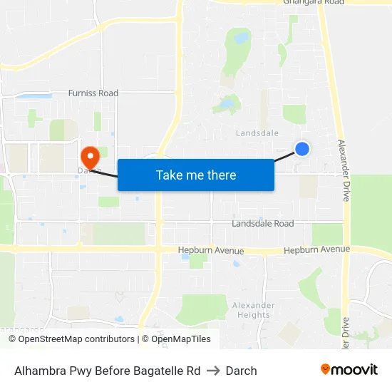 Alhambra Pwy Before Bagatelle Rd to Darch map