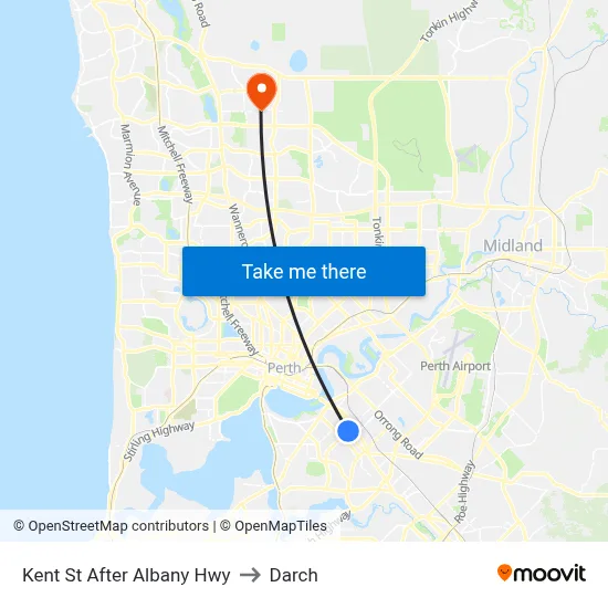 Kent St After Albany Hwy to Darch map
