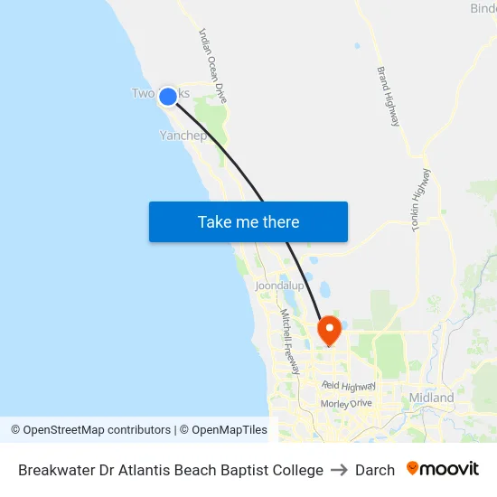 Breakwater Dr Atlantis Beach Baptist College to Darch map