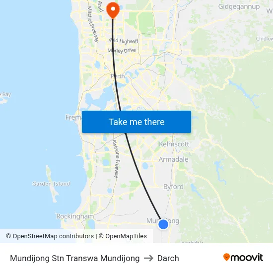 Mundijong Stn Transwa Mundijong to Darch map