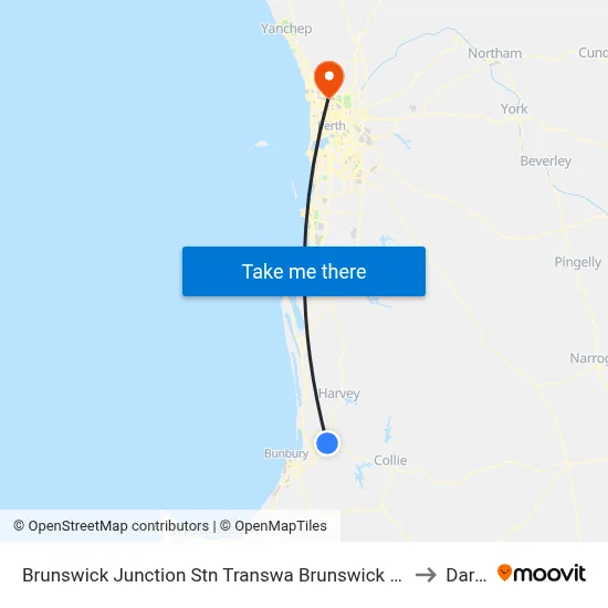Brunswick Junction Stn Transwa Brunswick Junction to Darch map