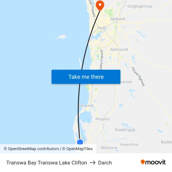 Transwa Bay Transwa Lake Clifton to Darch map