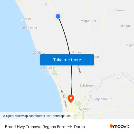 Brand Hwy Transwa Regans Ford to Darch map