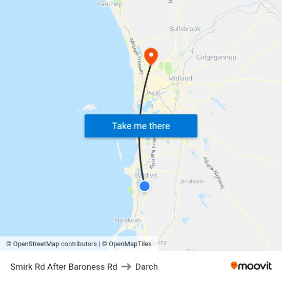 Smirk Rd After Baroness Rd to Darch map