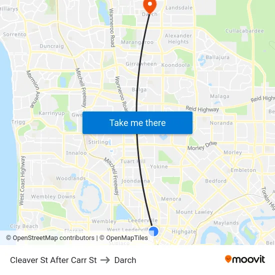 Cleaver St After Carr St to Darch map