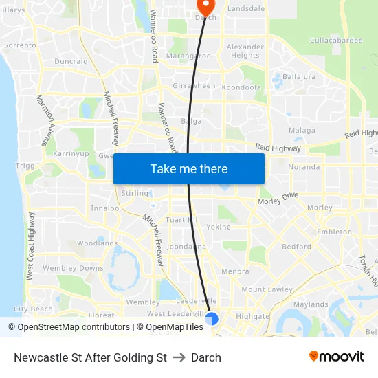 Newcastle St After Golding St to Darch map