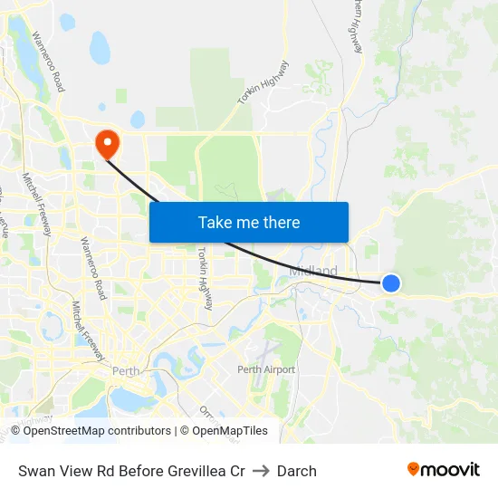 Swan View Rd Before Grevillea Cr to Darch map