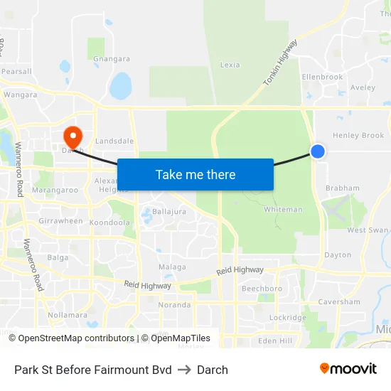 Park St Before Fairmount Bvd to Darch map