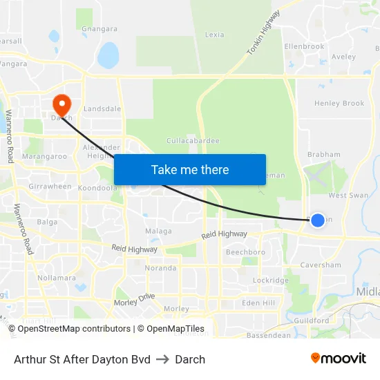 Arthur St After Dayton Bvd to Darch map