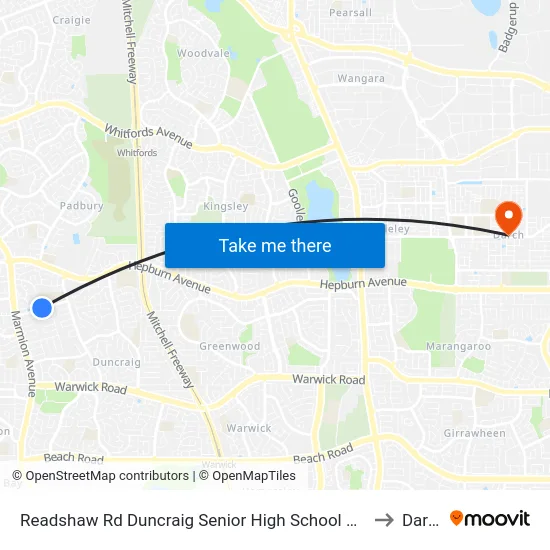 Readshaw Rd Duncraig Senior High School Stand 4 to Darch map