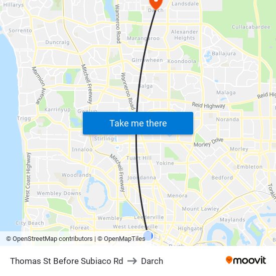 Thomas St Before Subiaco Rd to Darch map