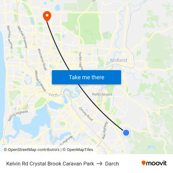 Kelvin Rd Crystal Brook Caravan Park to Darch map