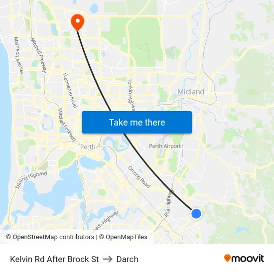Kelvin Rd After Brock St to Darch map