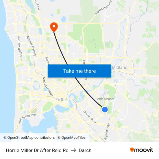 Horrie Miller Dr After Reid Rd to Darch map