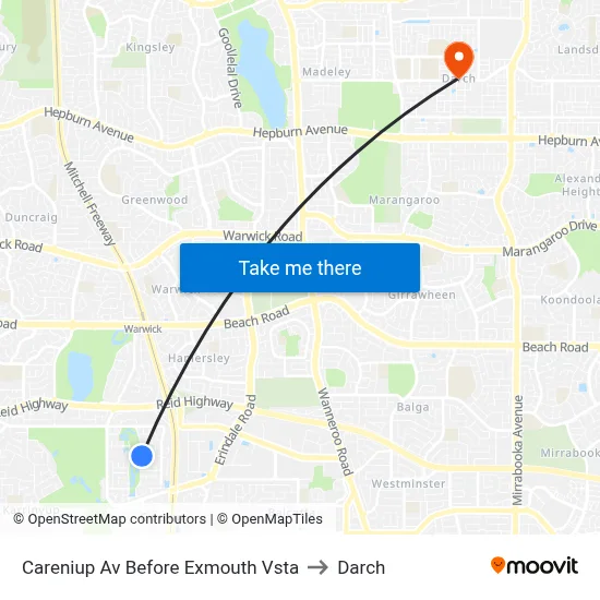 Careniup Av Before  Exmouth Vsta to Darch map