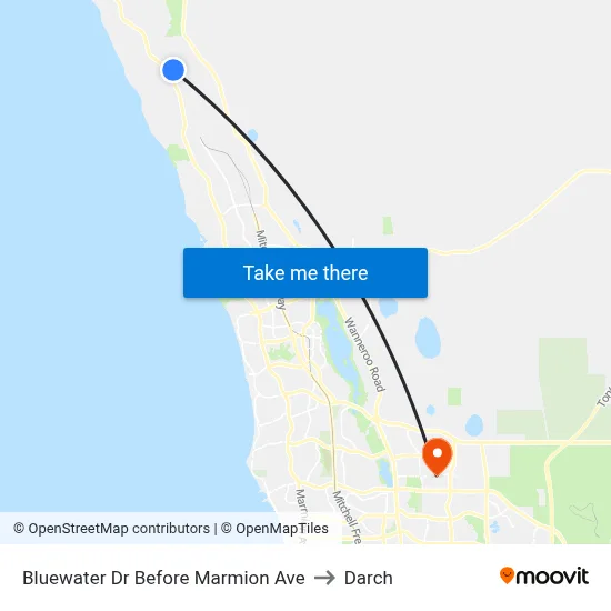 Bluewater Dr Before Marmion Ave to Darch map