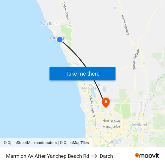 Marmion Av After Yanchep Beach Rd to Darch map