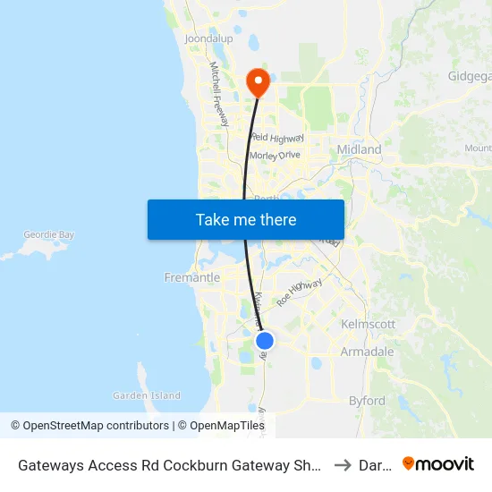 Gateways Access Rd Cockburn Gateway Shop Ctr to Darch map