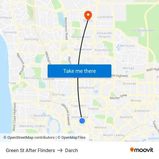 Green St After Flinders to Darch map