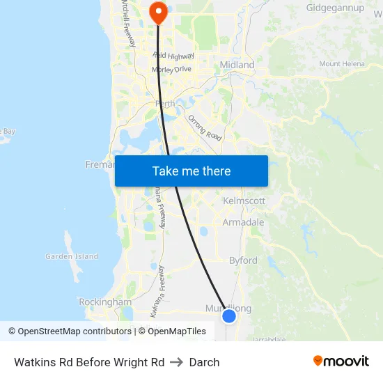 Watkins Rd Before Wright Rd to Darch map