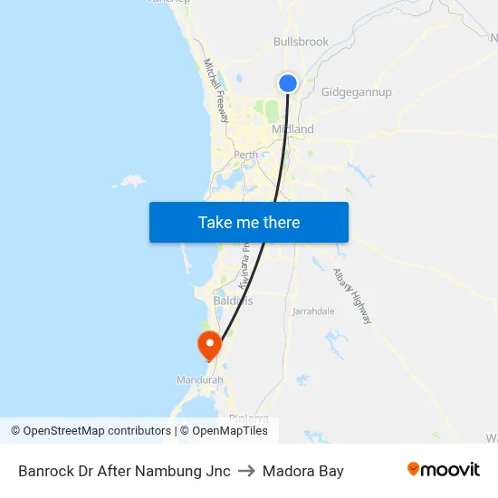 Banrock Dr After Nambung Jnc to Madora Bay map