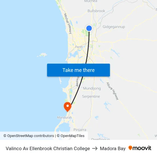 Valinco Av Ellenbrook Christian College to Madora Bay map