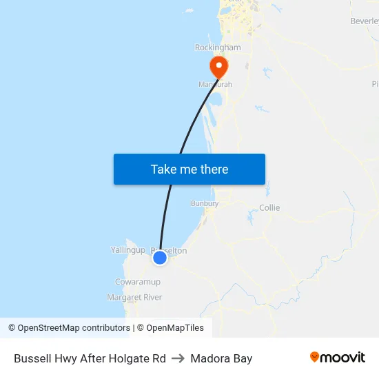Bussell Hwy After Holgate Rd to Madora Bay map
