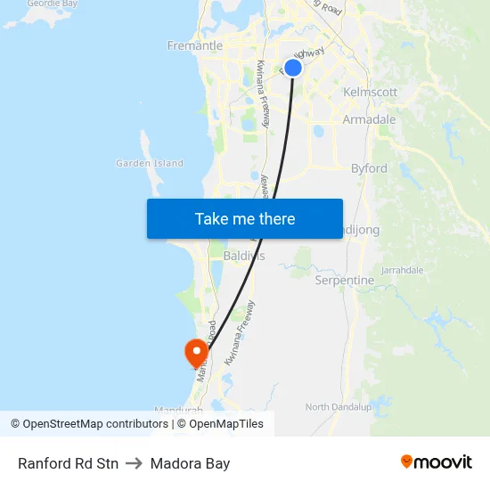 Ranford Rd Stn to Madora Bay map